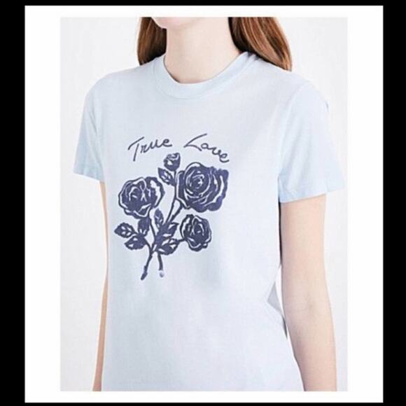 Sandro Paris Graphic Tee "True Love"in Baby Blue - Picture 1 of 8